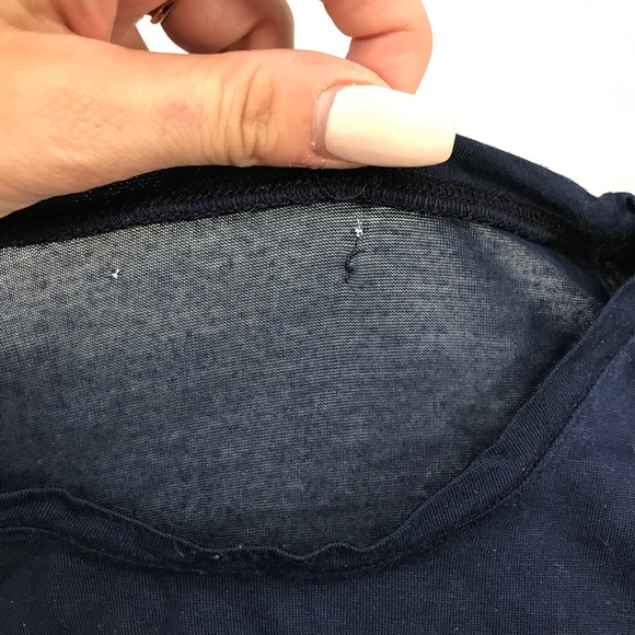 Brandy Melville • Navy Stay Weird Crop Tee Top - Picture 4 of 7